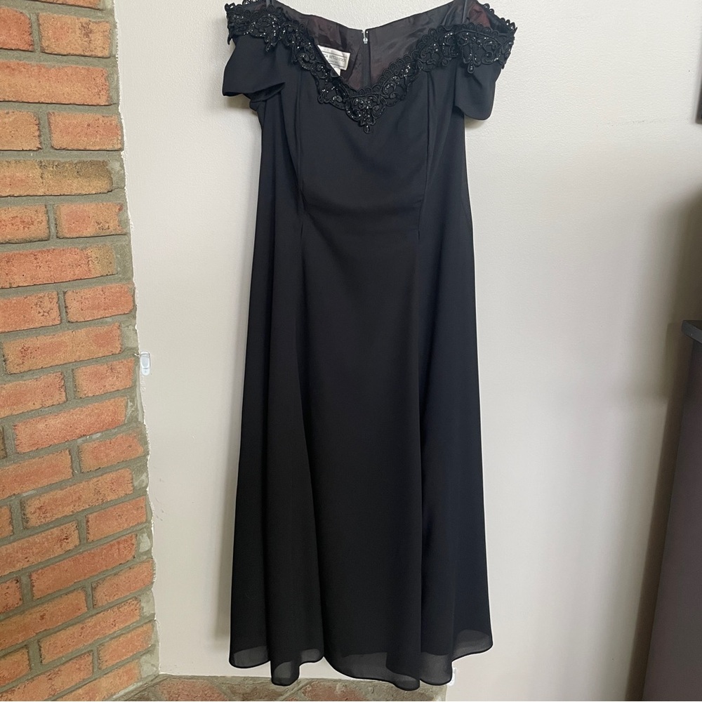 Vintage Jessica McClintock Gunne Sax Black Evening Dress Size 18 - Picture 1 of 12